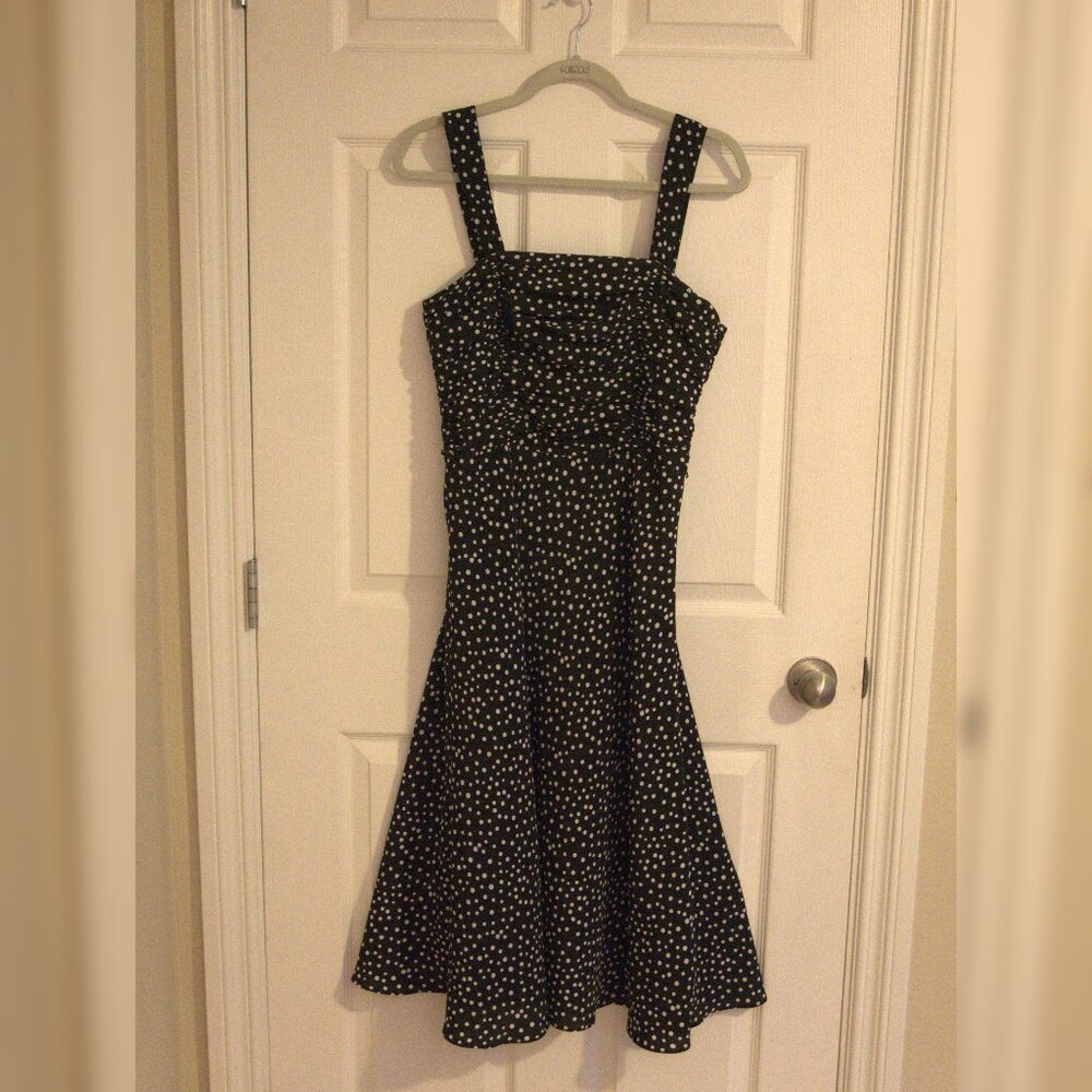 Midi - M - Black and White Spotty Dress